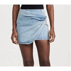 REV Womens The Marlowe Draped Denim Skirt Blue Size 28